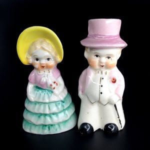 Vintage Salt & Pepper Shakers Fancy Couple Japan